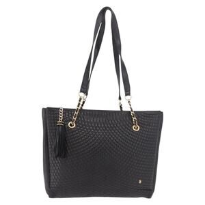 Bally Leather Chain Tote Bag Black